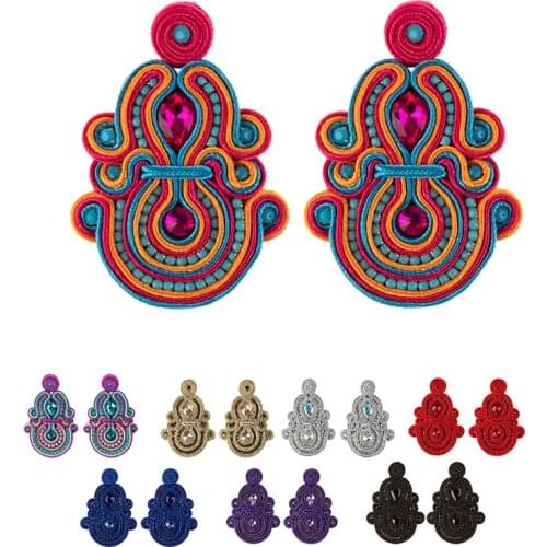KpacoTa Ethnic boho long big earrings Exaggeration fashion jewelry colourful Soutache Handmade pendant earring for women gift