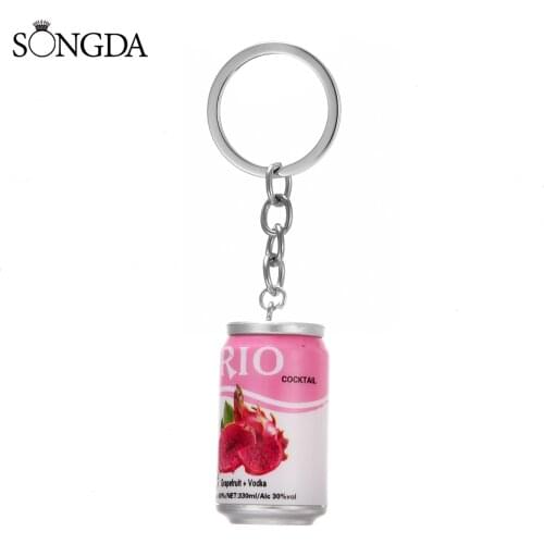Creative Mini Simulation Drink Bottle Beverage Cans Keychains Bag Phone Purse Decoration Accessories Handmade Pendant Keyring