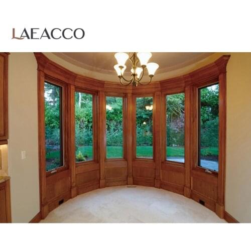 Laeacco Large Luxurious Unfurnished Room 3D Pattern Window Interior Photography Background For Photo Studio Photo Backdrops