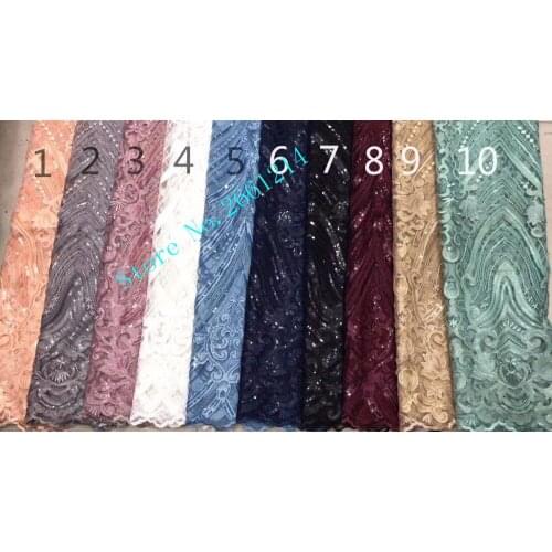 Best quality BZL-1157 french net lace for party dress on sale embroidered lace fabric with sequins