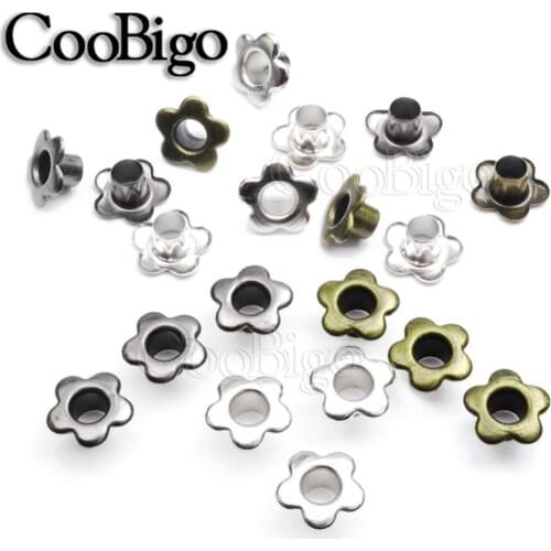 100pcs Hole 5mm Flower Metal Eyelets Leathercraft DIY Scrapbooking Shoes Boots Belt Cap Bag Tags Clothes Sewing Accessories