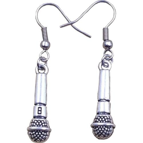 Microphone Lyre Violin Musical Instruments Music Vintage Jewelry Drop Earrings Women Female Mothers Day Unique Gift AJ051-053