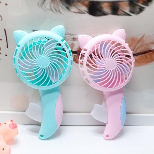 Cute Cartoon Cat Children Mini Hand Pressure Fan Summer Outdoor Small Fan For Kids No Battery Needed Children Toys Girls Gifts