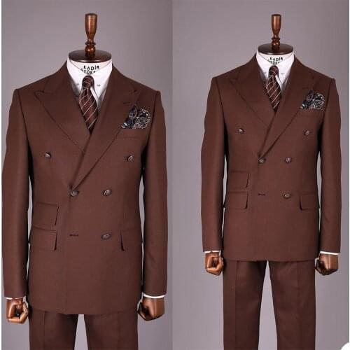 England Style Men Tuxedos Smart Casual Classic Vintage Double Breasted Blazer Party Prom Evening Wedding Coat One Piece
