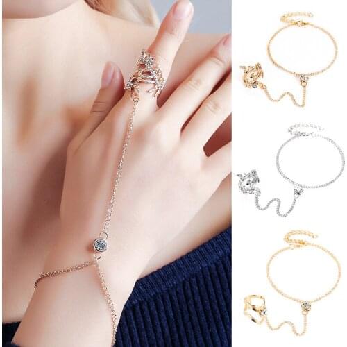 2019 New Womens Bracelet Set Fashion Leaf Hand Harness Bracelet Bangle Chain Finger Accessories Women Jewelry Accessories