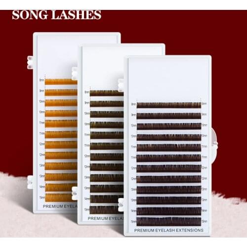 High Quality Eyelash Extensions False lashes 12 Lines per tray Brown eyelashes Light brown Dark brown eyelashes