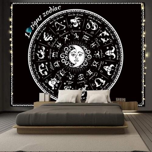 Wall Tapestry, Moon Sun Patterns Print Rectangular Background Cloth Hanging Carpet Decorative Tools for Home