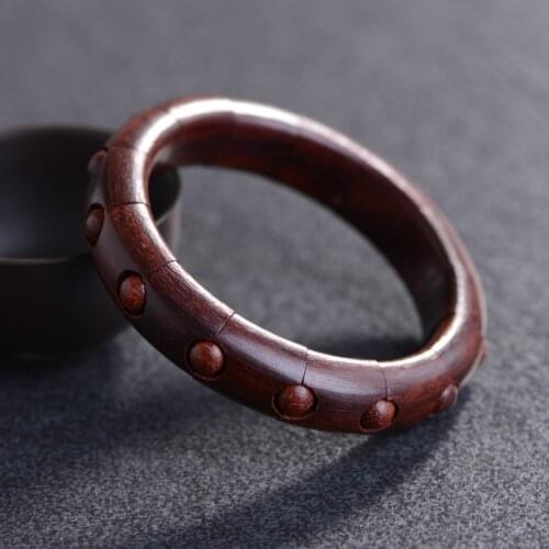 Natural Rosewood Beads Couples Bracelet Wooden Rosary Ebony Bracelet Fashion Jewelry Wooden Bangle