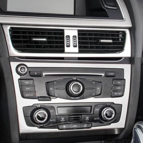 Car Styling Console CD Air Vent Decoration Frame Cover Trim For Audi A4 B8 2010-16 Interior Accessories Air Outlet Sticker Strip