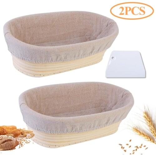 Oval/Round Rattan Bread Proofing Basket With Cover Sourdough Proving Basket Bread Rising Fermentation Baskets 1/2 Pcs