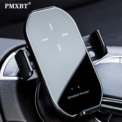 Qi 10W Car Wireless Charger For iPhone 11 Pro XS Max Infrared induction Fast Charging Automatic Clamping Car Phone Holder in car