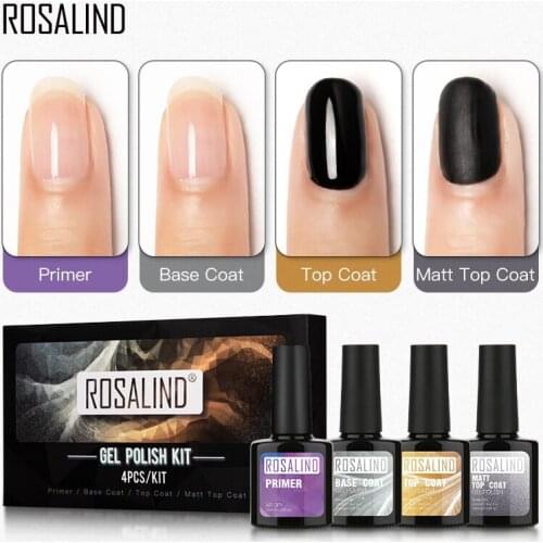 ROSALIND rosalind gel nail polish 10ml 4 PCS Primer Air Dry Base Matte Top for nails Coat set venalisa gel polish