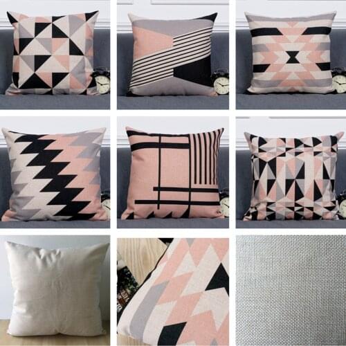 Pink Pillow Cover Nordic Style Cushion Cover Decorative Pillows Case Grey Geometric Cushions Covers Home Decor for Sofa 45x45cm