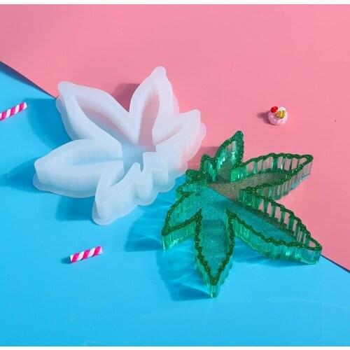 DIY Crystal Mirror Mold Ashtray Mold Maple Leaf Container Cup Pad Handmade UV Epoxy Resin Silicone Mold Home Decor Craft Jewelry