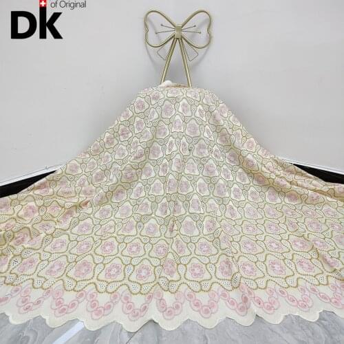 Swiss Voile Lace In Switzerland Gold African Lace Fabric Wedding 2.5 Yards Swiss Lace Fabric For Dress 100% Cotton Material