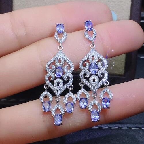 Natural And Real Tanzanite Earring 925 sterling silver Fine jewelry Tanzanite Earring