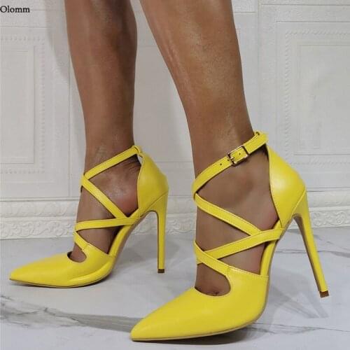 Olomm New Arrival Women Summer Pumps Glossy Sexy Stiletto Heels Pointed Toe Gorgeous 11 Colors Dress Shoes Women US Size 5-15