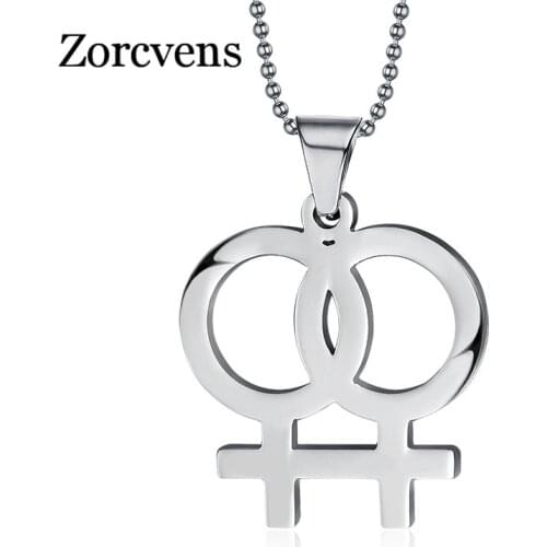 ZORCVENS New Fashion Female 316L Stainless Steel Pendants&Necklaces Cool Lesbian Gay Pride Jewelry