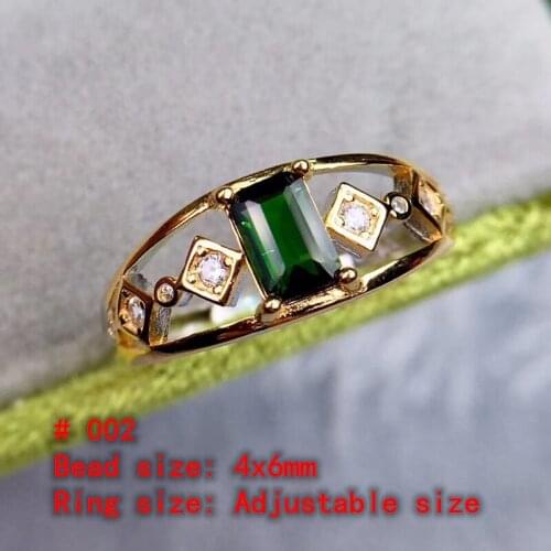 1Pc Natural Tourmaline Ring green Quartz Crystal Adjustable Ring 925 Silver Girl Gift Jewel Ring Crystal Healing stone