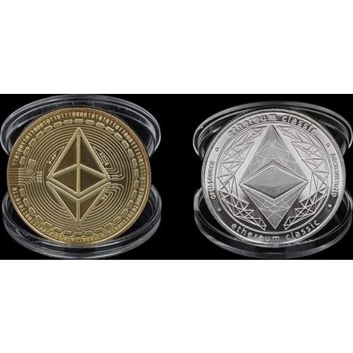 1PCS Gold/Silver-Plated Ethereum Coin Commemorative Coin Art Collection Gift Home Party Decoration