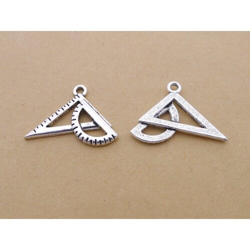 10pcs/Lot 19x21mm Triangle ruler Charms Tibetan Silver Color Pendant Fit For Jewelry Making Handmade Accessories Crafts