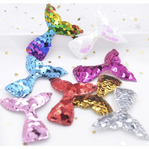 16Pcs Colorful Paillette Padded Patches Glitter Mermaid Tail Appliques for Clothes Sewing Supplies Hair Hat Decor Ornament F35