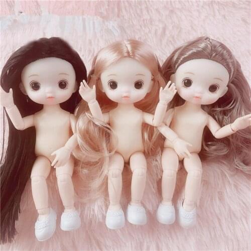 16cm BJD Doll 13 Movable Jointed Dolls Cute Multiple Color Hairstyles Doll for Girls Toys Female Nude Body Fashion Gift