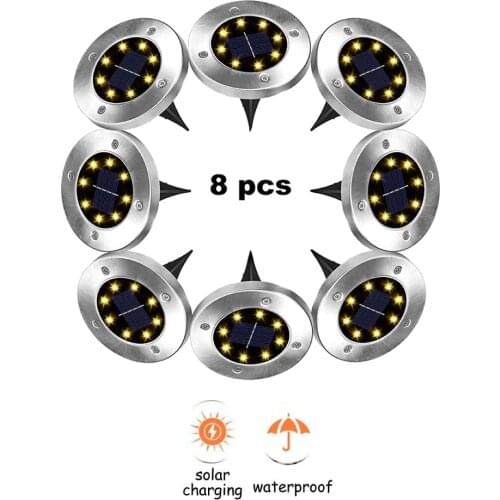 2-8pcs 8 led Solar Garden Lights Solar Ground Lights Waterproof Light Underground Sensing Landscape Lights for Lawn Pathway s