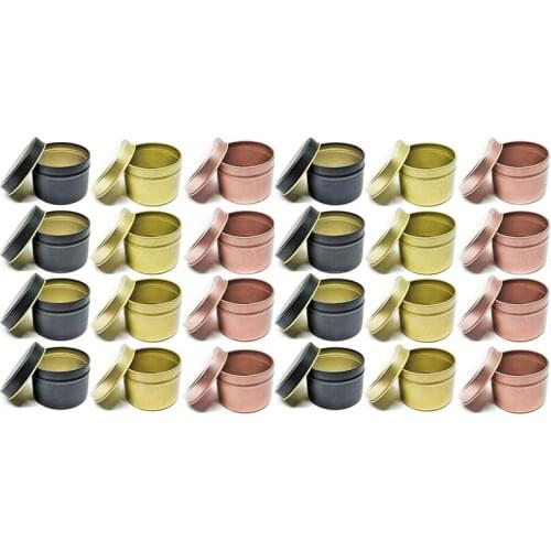 24Pcs Candle Tins for DIY Candle, Candle Container Tins for Candle Making Gold Rose Gold Black Tins