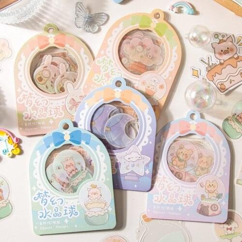 30PC/SET Illustrator PET Sticker Fantasy Crystal Ball Series Creative Cute Pocket Collage Four Seasons Day and Night Material