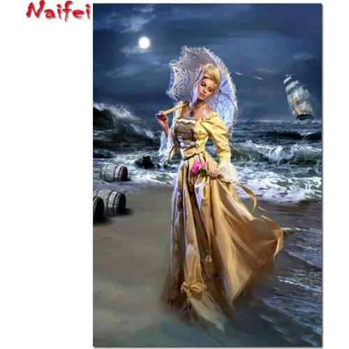 5D Diamond Painting Full Square round woman Diamond Art Cross Stitch Mosaic portrait Rhinestones Pictures Home Decoration