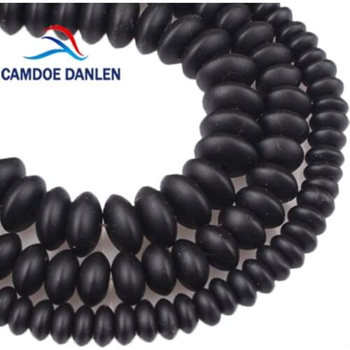 Natural Matte Black Agate Spacer Beads Abacus Onyx Loose Rondelle Beads Bracelets Necklace Jewelry Making Accessories 6 8 10mm