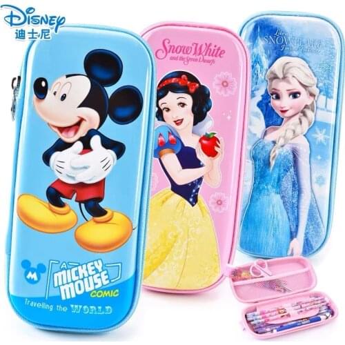 Disney Mickey Primary School Pencil Case Frozen Elsa Stationery Box Cartoon Children Multifunctional Large Capacity Pencil Case