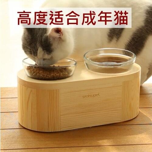 Wooden Cat And Dog Bowl Double Bowl With Bowl Rack To Stabilize Cat Food Bowl Water Bowl