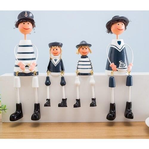 4pcs/Lot Wooden Sailor Figures Mini Cartoon Family Decor Wedding Decoration Nautical Cute Birthday Gift Living Room Village Orna