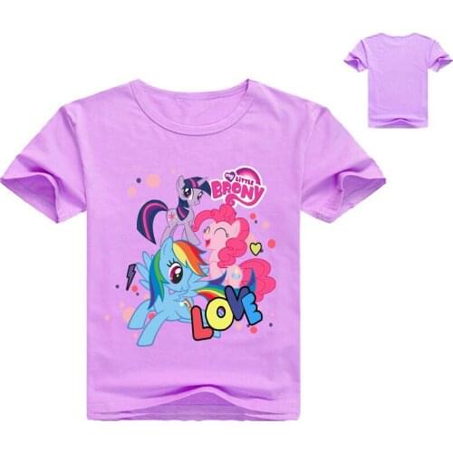 Sunmer Short Sleeve T-shirt Little Pony Girls Cute Printed 2-124ys Kids Tees Tops Cotton T Shirt Cartoons Children Clothes