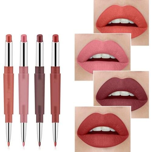 Hot Sale 20 Color Matte Lipstick Lip Liner 2 in 1 Brand Makeup Lipstick Matte Durable Waterproof Nude Red Lipstick Lips Make Up