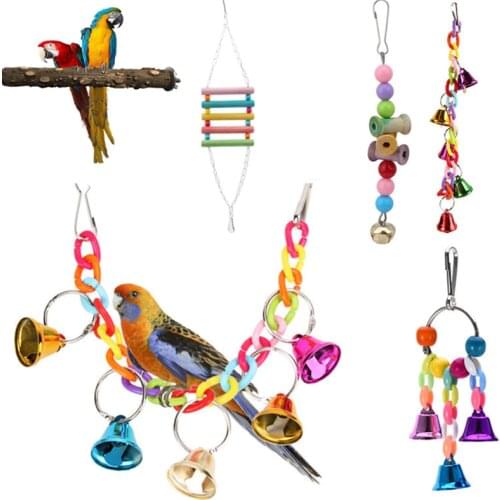 Birds Toys Funny Cockatiel Parakeet Conure Birds Bites Toy Parrot Swing Cages Chew Toys Acrylic Suspension Bridge Climbing Rope