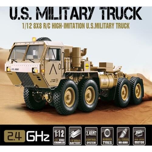 JTY Toys 1:12 8x8 Military Truck Metal Drive System Waterproof 8 Wheel RC Truck Remote Control Off-Road Car Support Modification