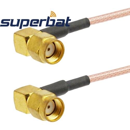 Superbat WIFI Antenna Extension Cable RP-SMA Male to RP-SMA Plug Right Angle Pigtail Cable RG316 15cm
