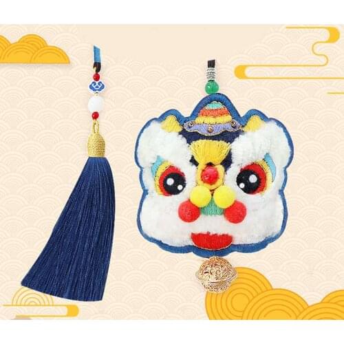 Chinese Traditional Lion Pendant Hand-embroidered DIY Material Bag Self-embroidered Purse Material Bag Sachet Package Decor 2021