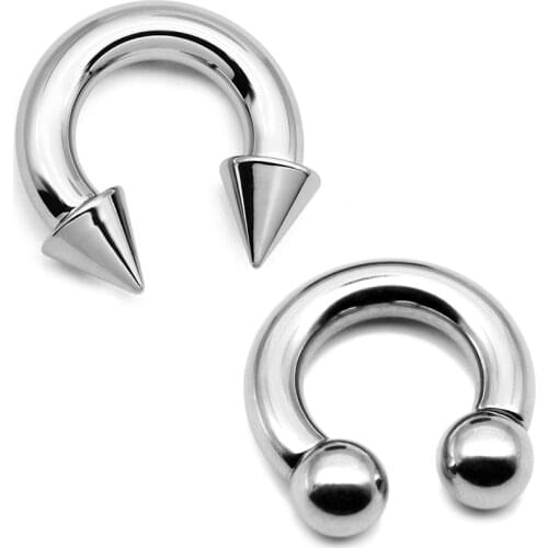 PA Ring 2pcs Internally Threaded Circular Barbells Horseshoe Surgical Stainless Steel Pierced Body Jewelry