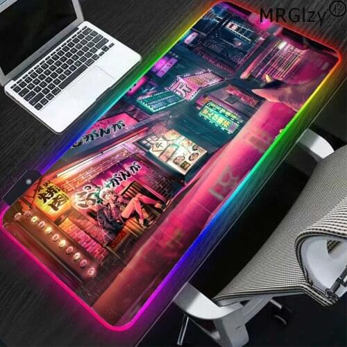 Japan street led mousepad waterproof non-slip floor gaming console accessories office desk mat RGB household carpet floor mat