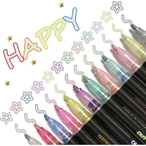 8/12pcs Marker Pen for Highlight Writing Taking Notes Drawing DIY Art Projects Kids Adult Art Supplies Marker Pen Highlight