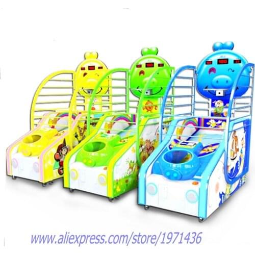 Cute Pig Indoor Amusement Equipment Coin Token Operated Basketball Game Machines For Kids
