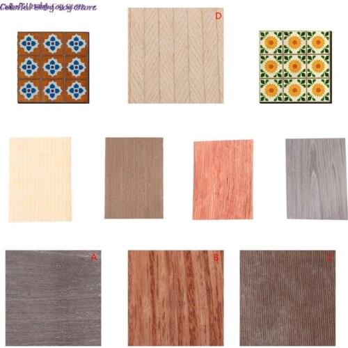 1/12 Dollhouse Miniature Retro Wooden Floor Kitchen Dining Room Living Room Floor Wallpaper Doll House Decoration Accessories