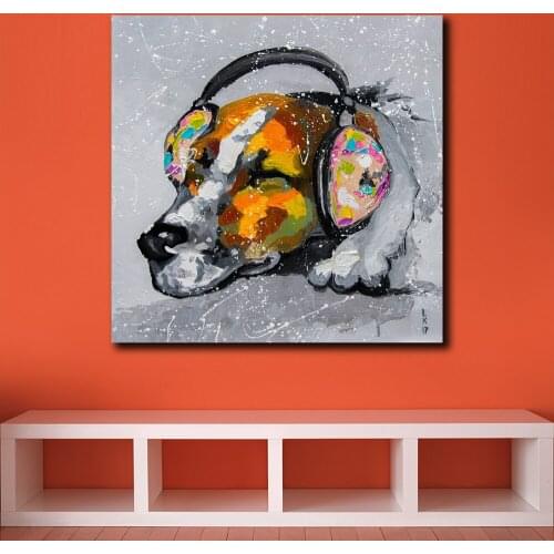 Fashion Pop Art Oil Painting Wall Art Picture BLUES FOR DOG Animal Printed Canvas Painting For Living Room Home Decor Unframed