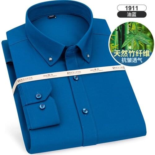 2021 New Men Shirt 5XL 6XL Long Sleeve High Quality Diamond Collar Button Slim-Fit Cloth Business Casual Wedding Solid DA481