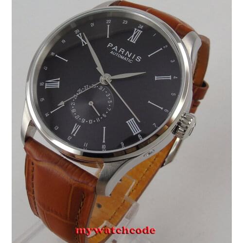 42mm Parnis black dial 24 Hours Hand ST1690 Automatic Movement Mens Watch
