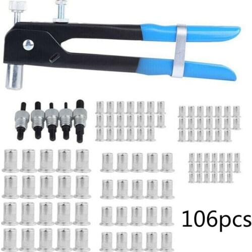 106Pcs Set M3-M8 Blind Rivet Nuts Threaded Insert And Rivet GunTool Rivnut Nutsert Riveting Kit